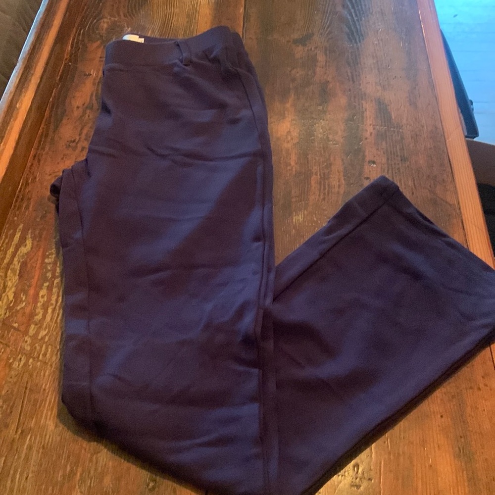 Bodilove Womens Super Stretchy Pull On Boot Leg Dress Pants Navy Size 4